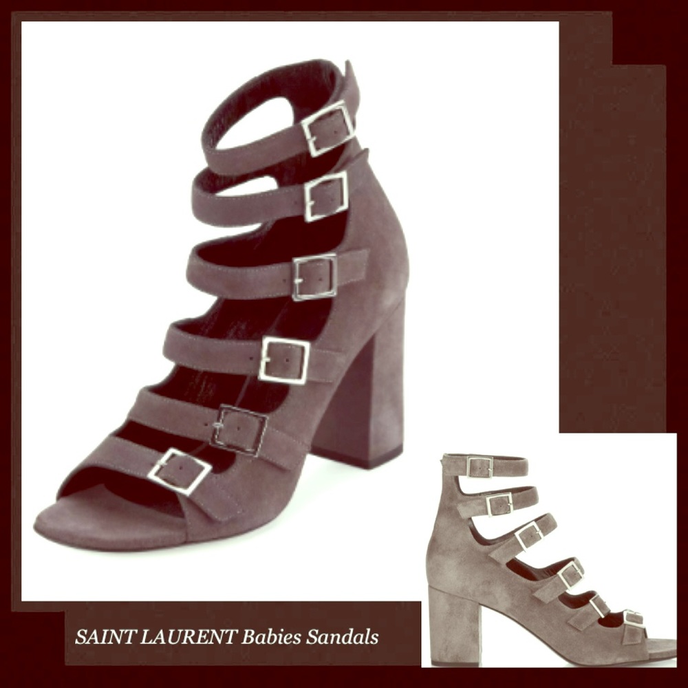 SAINT LAURENT Babies Multi-strap Block Heels - Picture 1 of 10